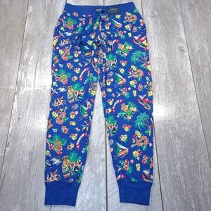 Polo Ralph Lauren Jogger Pant Mens Medium Blue Tropical Bear Print Sleepwear
